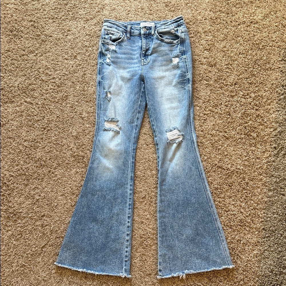 Flying Monkey distressed flare jeans